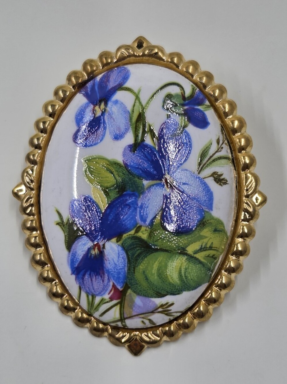 Vintage Floral Enamel Violet Convertible Pendant Brooch